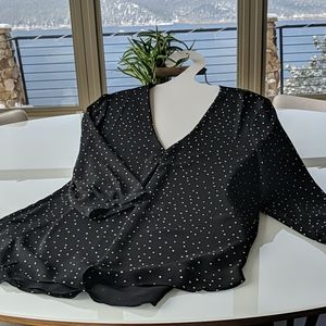 WHBM Black with white dot blouse